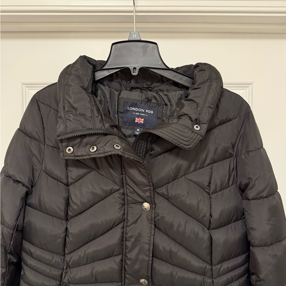 London Fog Women's Black Puffer Jacket with Detachable Faux Fur and Hood - Picture 6 of 9